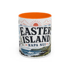 Easter Island Coffee Mug | Travel Destination Souvenir Gift | Accent Color Ceramic 11oz 15oz