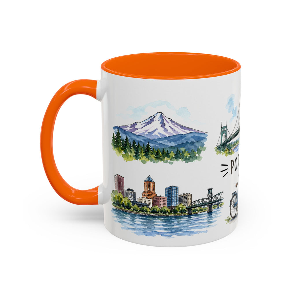 Portland Illustrated Travel Mug | City Souvenir Accent Coffee Mug | 11oz 15oz Ceramic Cup