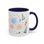 New Year Mug | Midnight Clock Toast Watercolor Celebration Gift | Accent Cup 11oz 15oz