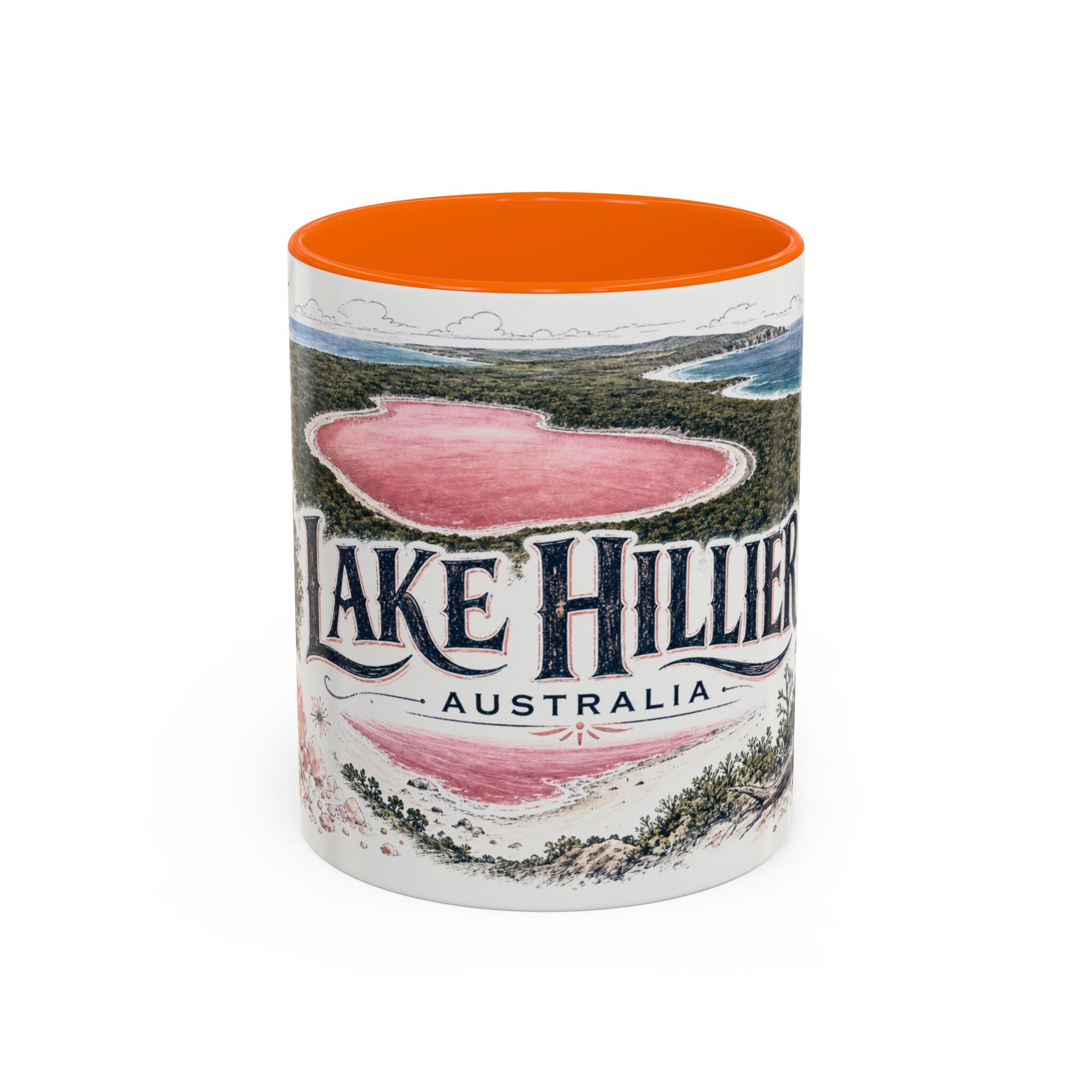 Lake Hillier Mug, Australia Travel Souvenir, Bucket List Gift, Accent Ceramic Coffee Mug 11oz 15oz