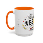 Belgium Soccer Coffee Mug | Soccer Fan Gift | Accent Color Ceramic 11oz 15oz Match Day Cup