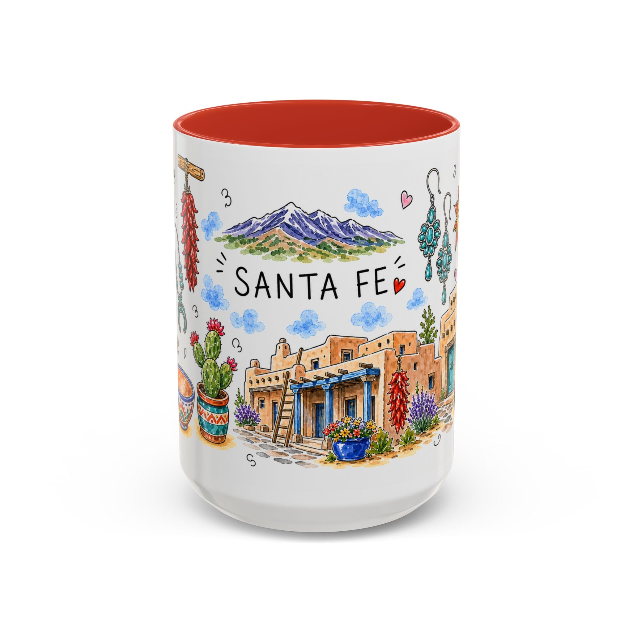 Santa Fe Illustrated Travel Mug | City Souvenir Accent Coffee Mug | 11oz 15oz Ceramic Cup