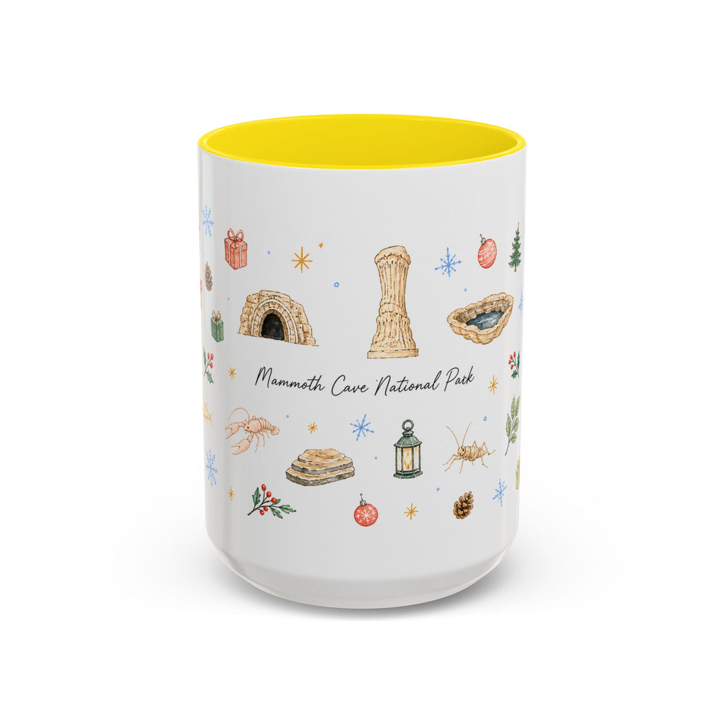 Mammoth Cave National Park Christmas Mug | Watercolor Travel Souvenir | Holiday Gift | Accent Ceramic Coffee Cup 11oz 15oz