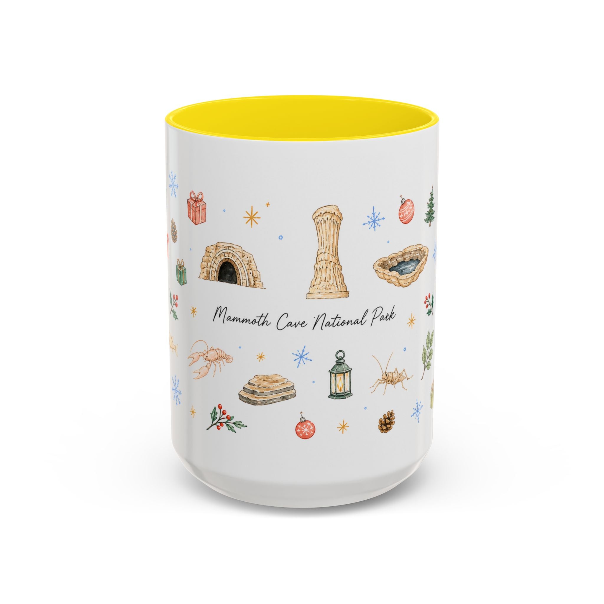 Mammoth Cave National Park Christmas Mug | Watercolor Travel Souvenir | Holiday Gift | Accent Ceramic Coffee Cup 11oz 15oz