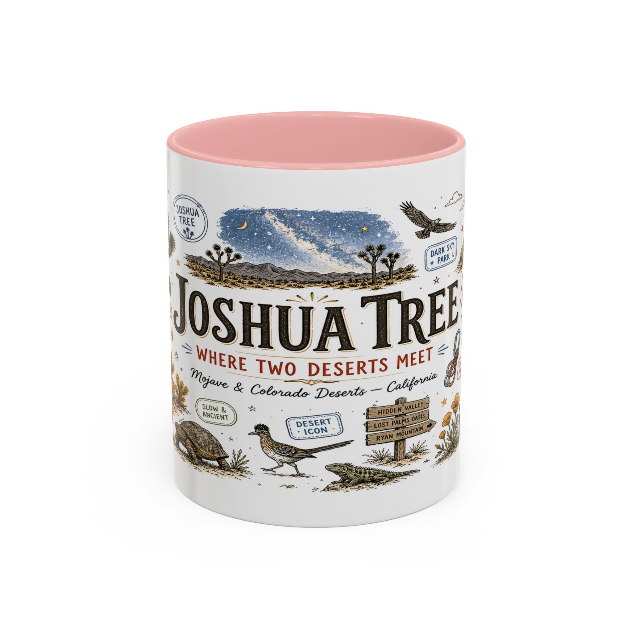 Joshua Tree Coffee Mug | National Park Desert Camping Gift | Accent Color Ceramic 11oz 15oz