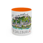 Salzburg Illustrated Travel Mug | City Souvenir Accent Coffee Mug | 11oz 15oz Ceramic Cup