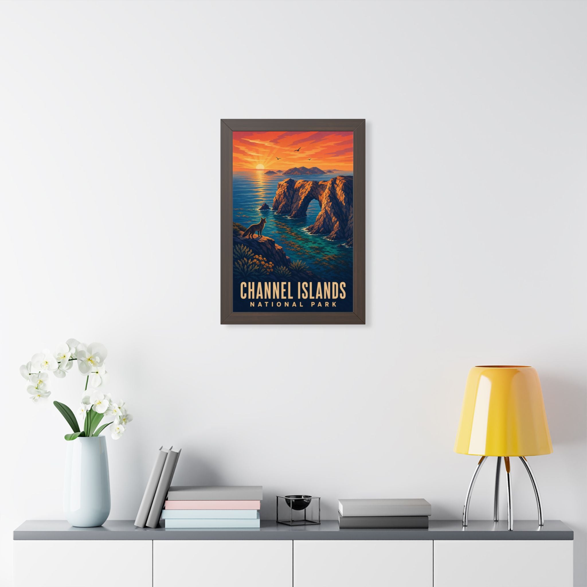 Channel Islands National Park Framed Poster | Vintage Travel Wall Art | Black Walnut White Frame | 16x24 20x30