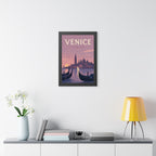 Venice Italy Framed Poster | Vintage Travel Wall Art | Black Walnut White Frame | 16x24 20x30