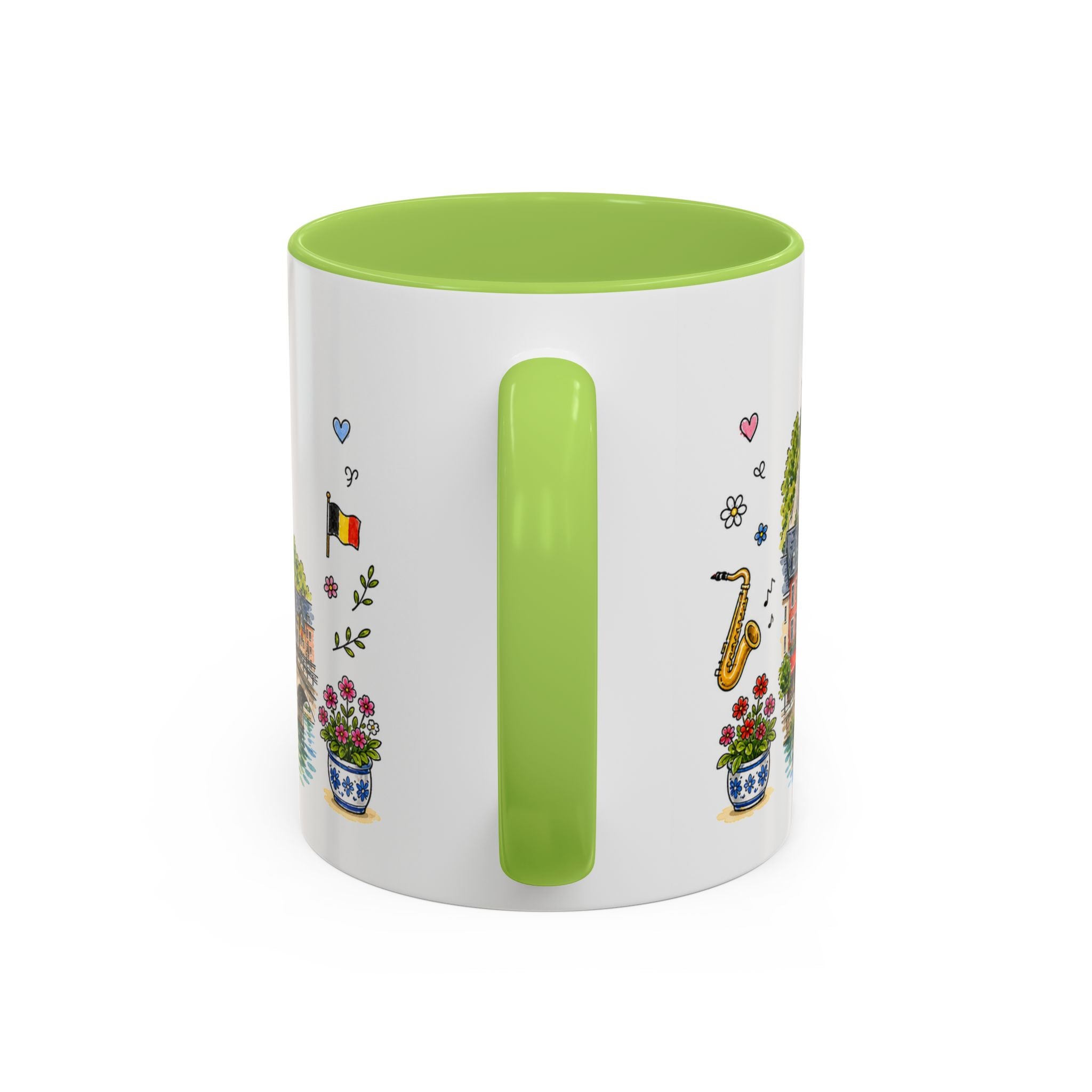 Dinant Illustrated Travel Mug | Belgium Souvenir Accent Coffee Mug | 11oz 15oz Ceramic Cup