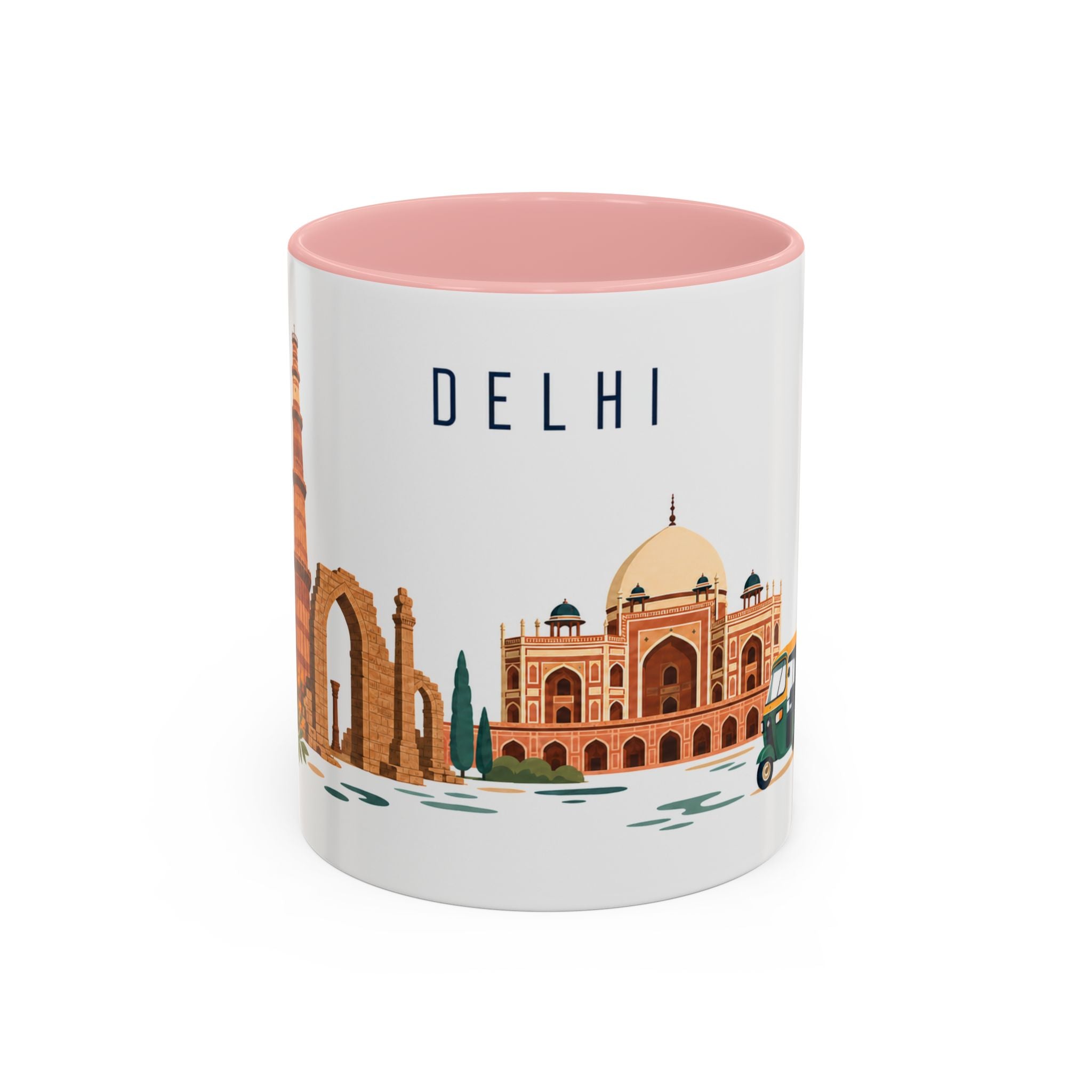 Delhi Coffee Mug | India Travel Souvenir | Porcelain Decal City Gift | 11oz 15oz Accent Mug