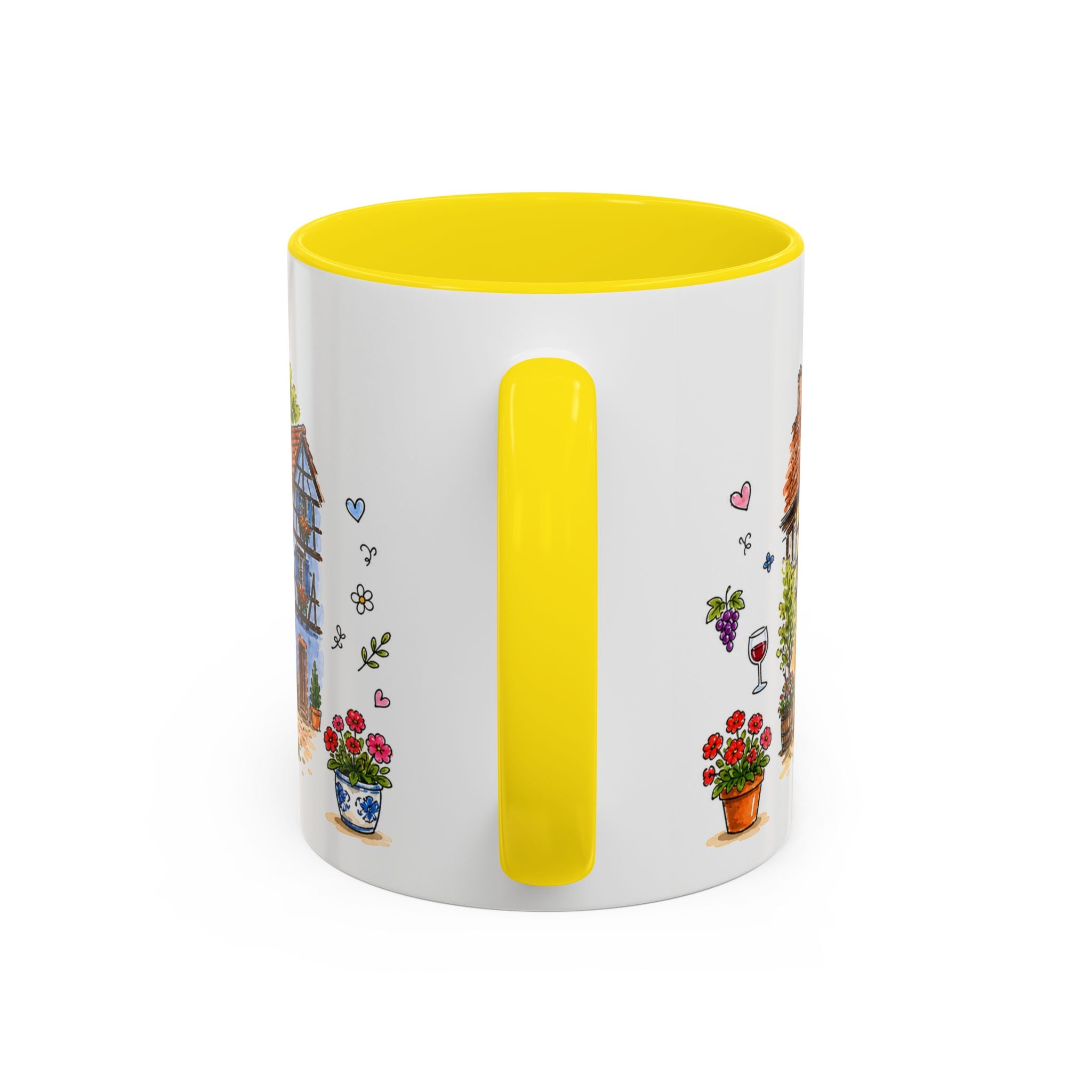 Kaysersberg Illustrated Travel Mug | France Souvenir Accent Coffee Mug | 11oz 15oz Ceramic Cup