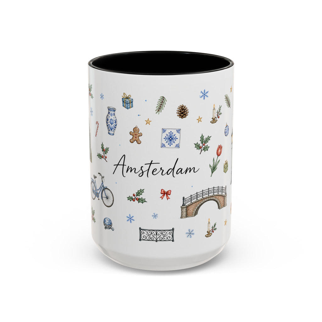 Amsterdam Christmas Watercolor Mug | Festive City Souvenir Coffee Cup