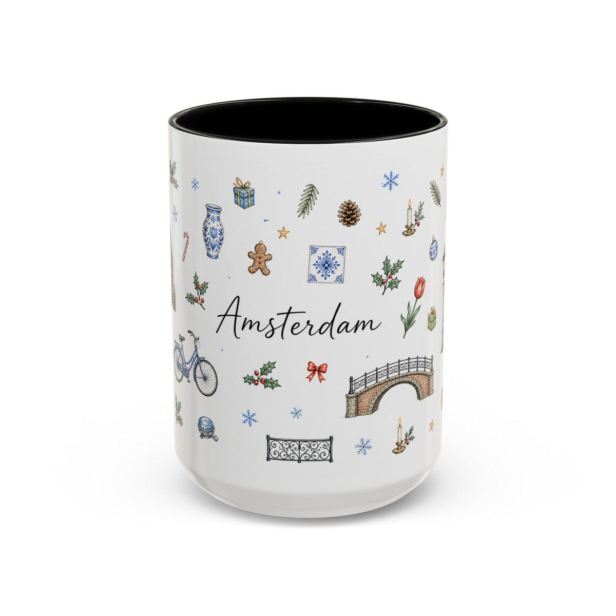 Amsterdam Christmas Watercolor Mug | Festive City Souvenir Coffee Cup