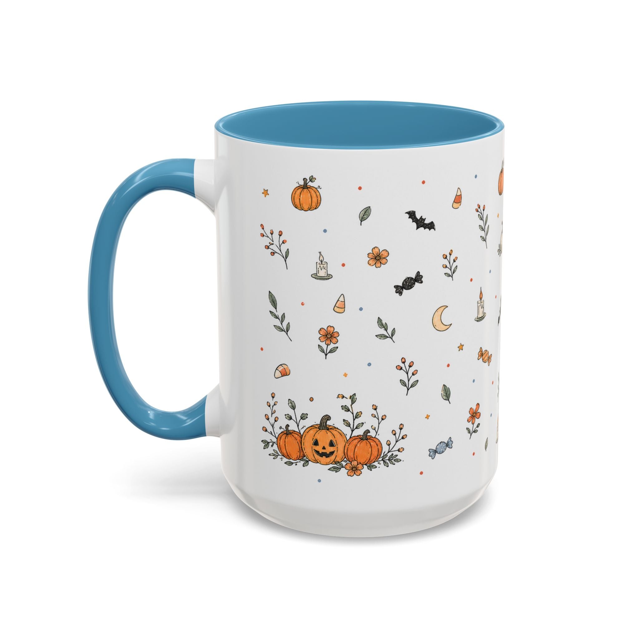 Halloween Party Mug | Ghost Black Cat Candy Watercolor Gift | Accent Cup 11oz 15oz