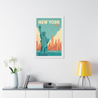New York Harbor United States Framed Poster | Vintage Travel Wall Art | Black Walnut White Frame | 16x24 20x30
