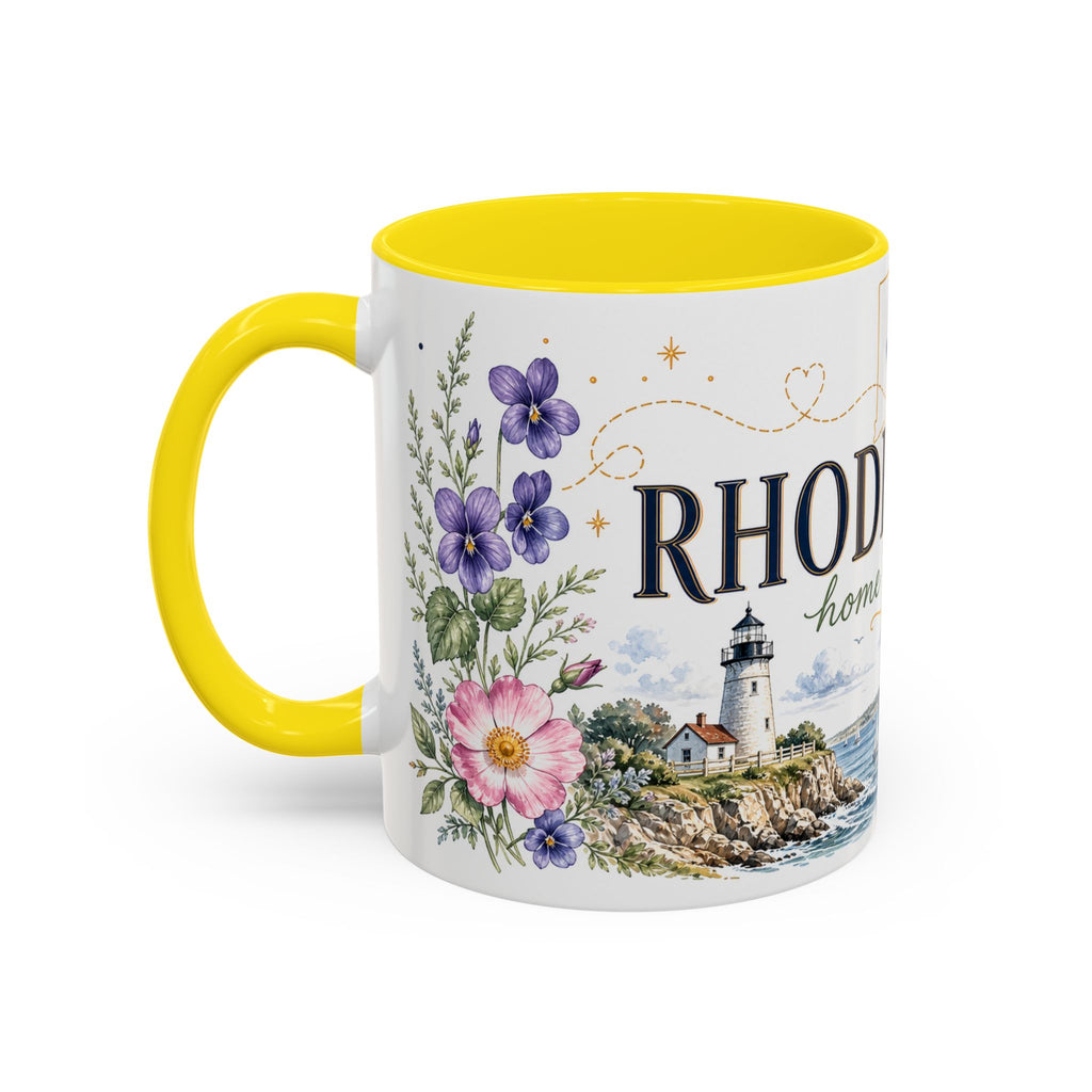 Rhode Island State Map Mug | Botanical Seaside Accent Cup (11oz or 15oz)