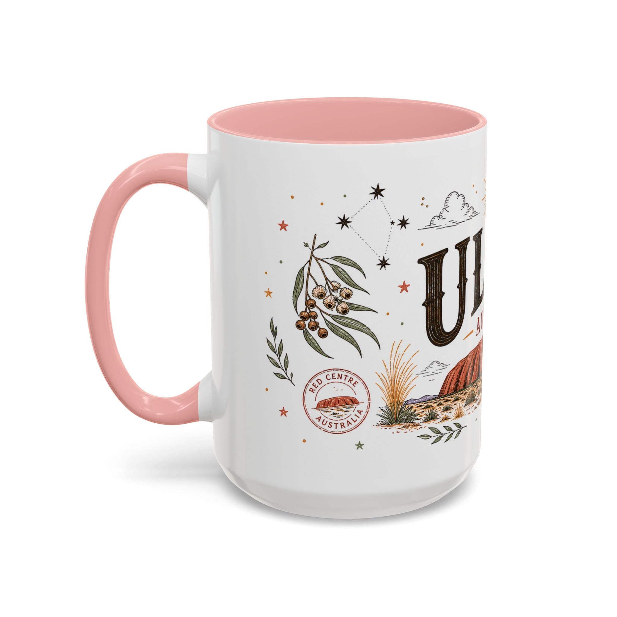 Uluru Coffee Mug | Travel Destination Souvenir Gift | Accent Color Ceramic 11oz 15oz