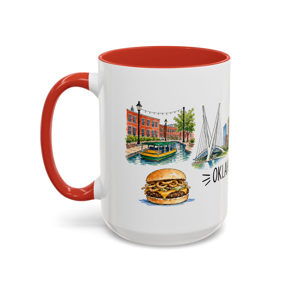 Oklahoma City Illustrated Travel Mug | City Souvenir Accent Coffee Mug | 11oz 15oz Ceramic Cup