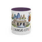 Kansas City Illustrated Travel Mug | City Souvenir Accent Coffee Mug | 11oz 15oz Ceramic Cup