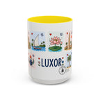 Luxor Coffee Mug | Postage Stamp Collage Mug | Travel Souvenir Accent Cup 11oz 15oz