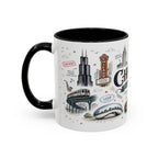 Chicago Coffee Mug | Illinois Souvenir City Gift | Accent Color Ceramic 11oz 15oz