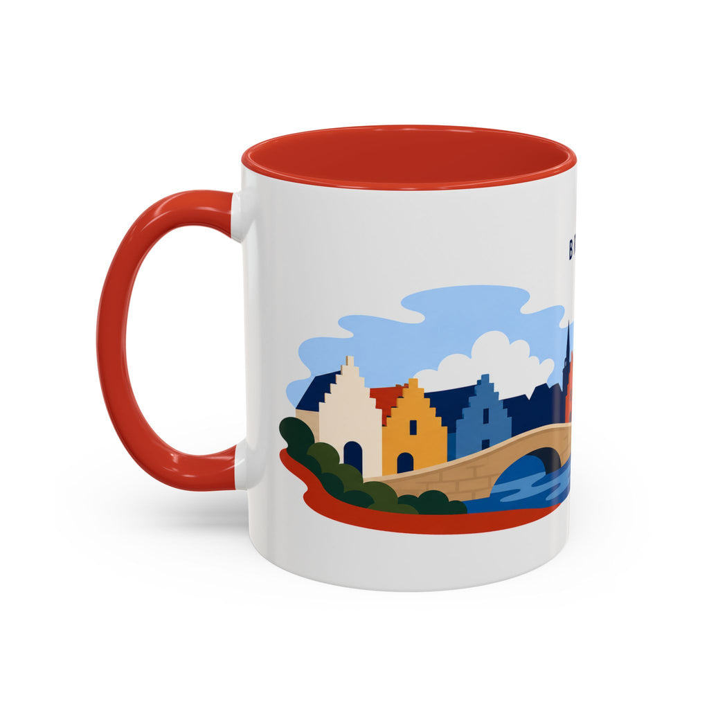 Bruges Coffee Mug | Travel Destination Souvenir Gift | Accent Color Ceramic 11oz 15oz