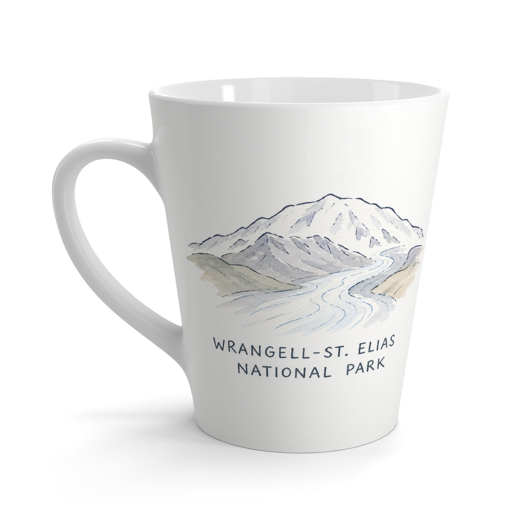 Wrangell-St. Elias National Park Latte Mug | Pastel Watercolor Nature Coffee Cup | 12 oz Travel Souvenir Gift