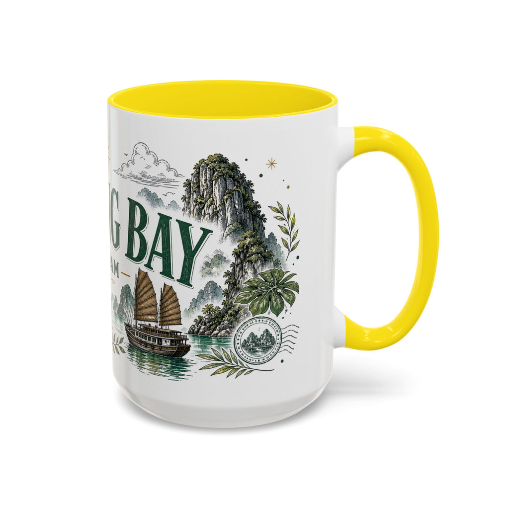 Ha Long Bay Coffee Mug | Travel Destination Souvenir Gift | Accent Color Ceramic 11oz 15oz