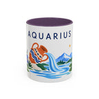 Aquarius Zodiac Coffee Mug | Water Bearer Design | Astrology Birthday Gift | 11 oz 15 oz Ceramic Accent Mug
