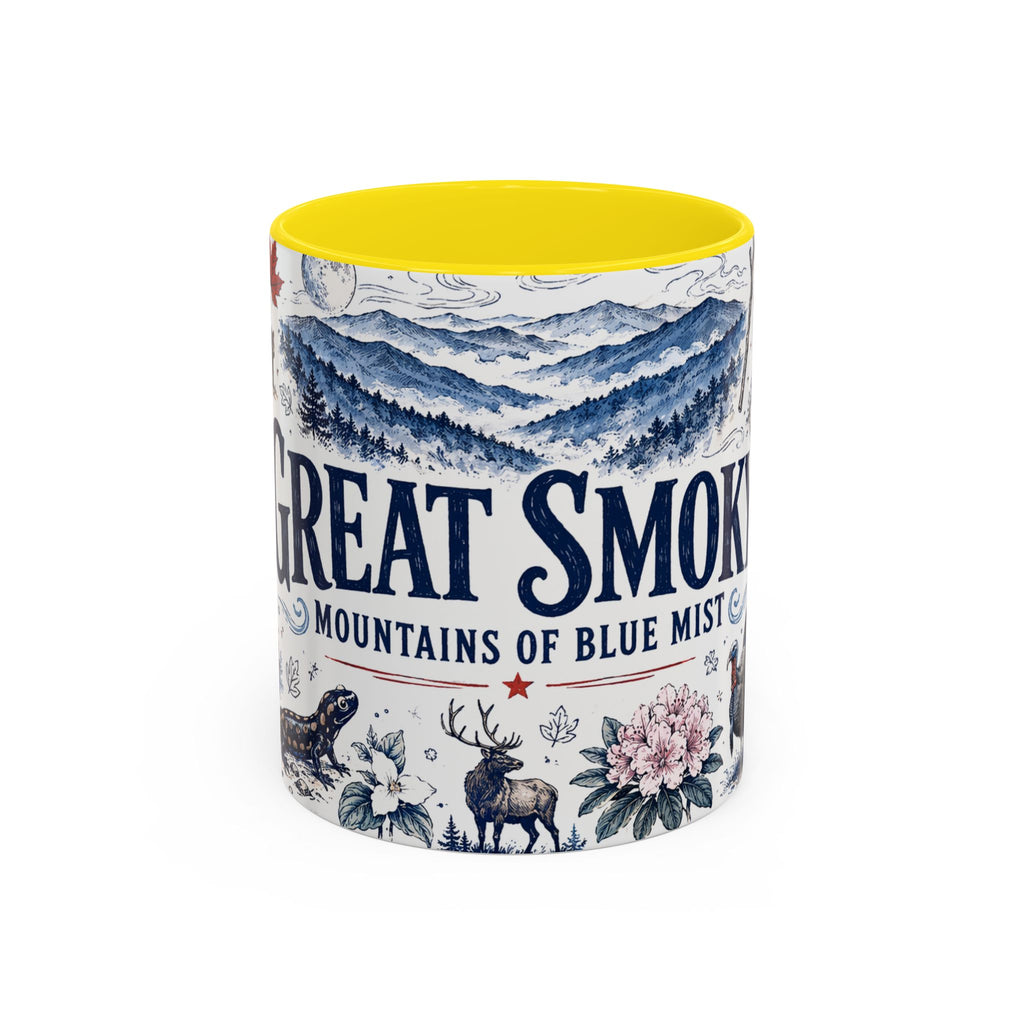 Great Smoky Mountains Coffee Mug | National Park Hiking Gift | Accent Color Ceramic 11oz 15oz