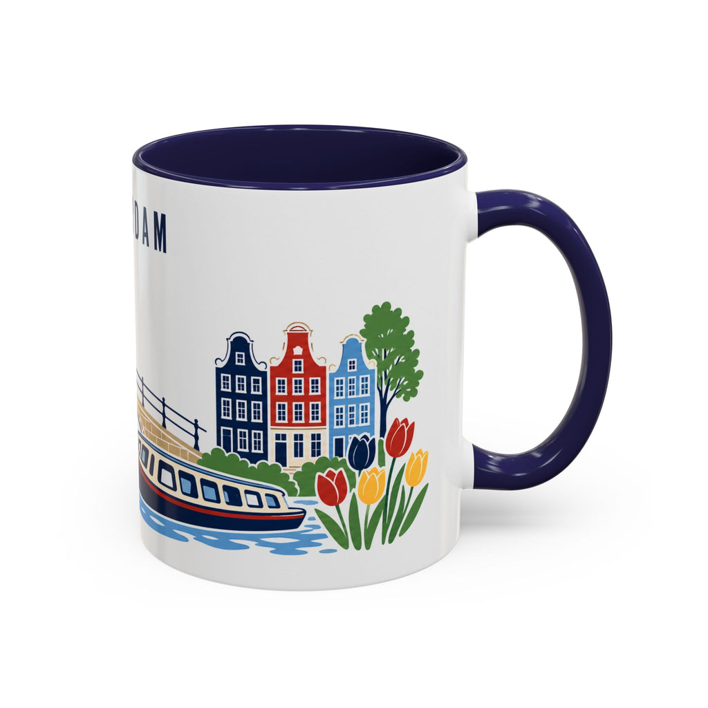 Amsterdam Coffee Mug | Netherlands Travel Souvenir | Porcelain Decal City Gift | 11oz 15oz Accent Mug