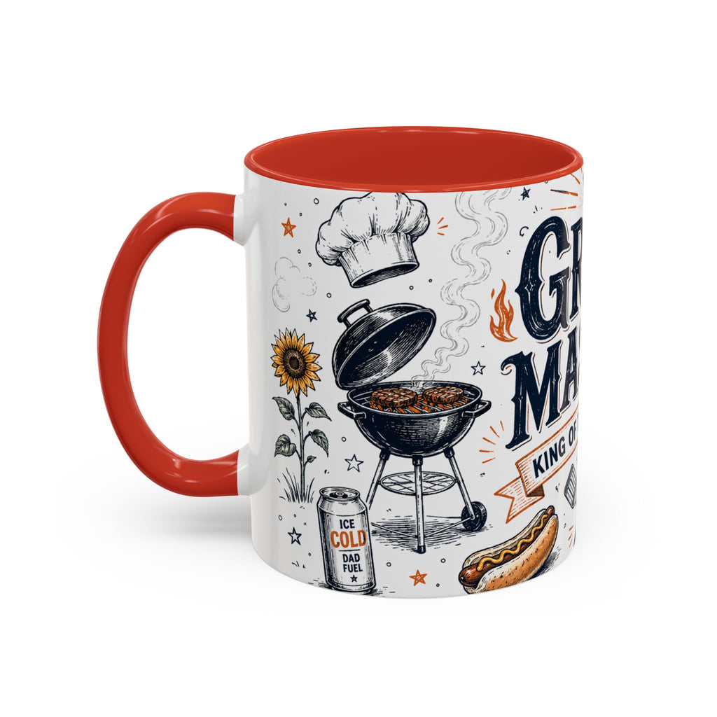 Grill Master Coffee Mug | Father's Day Gift for Dad | Accent Color Ceramic 11oz 15oz