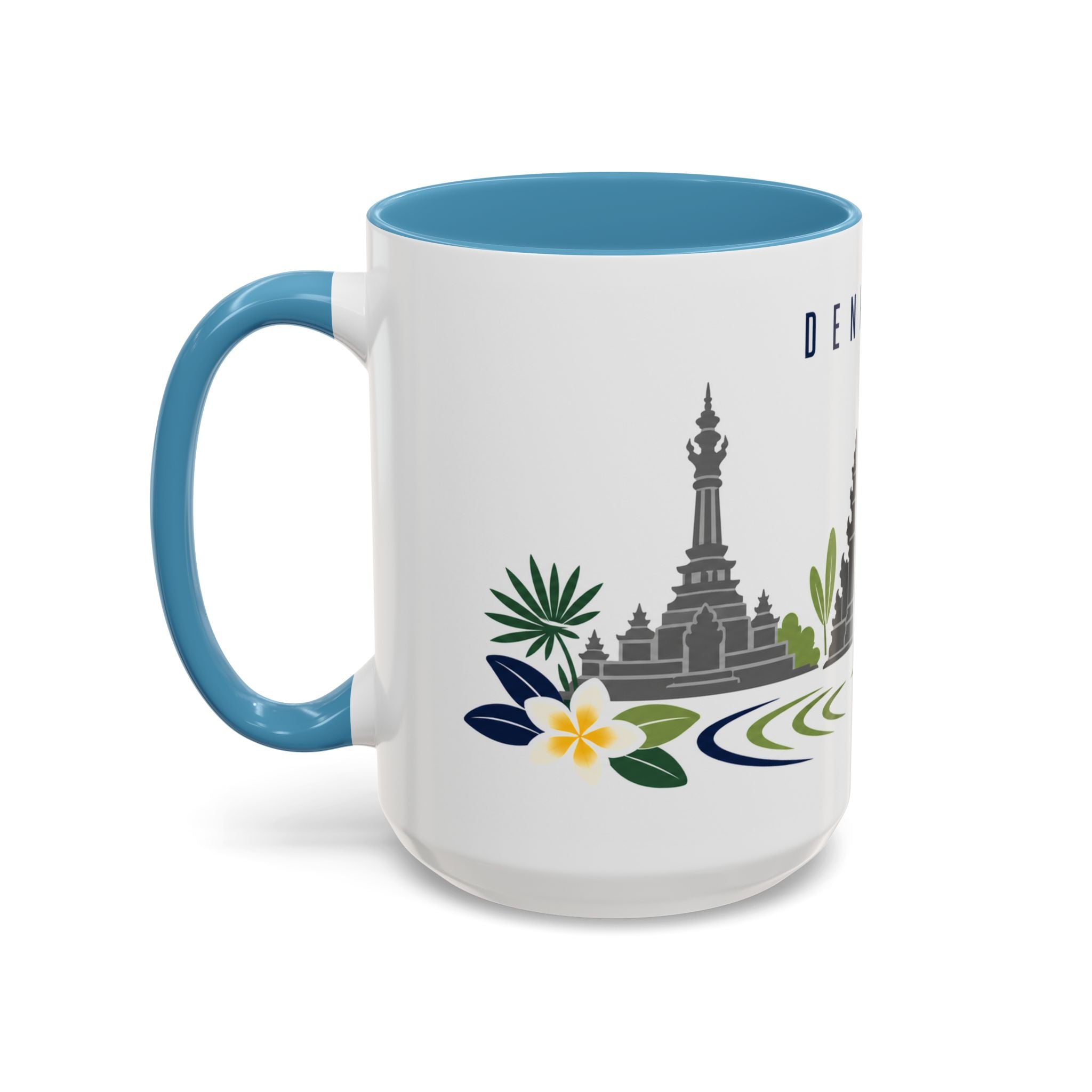 Denpasar Coffee Mug | Indonesia Travel Souvenir | Porcelain Decal City Gift | 11oz 15oz Accent Mug