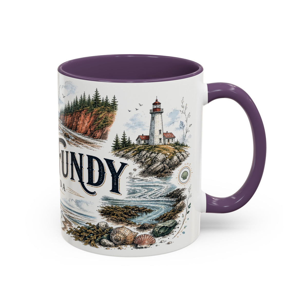 Bay of Fundy Mug, Canada Travel Souvenir, Bucket List Gift, Accent Ceramic Coffee Mug 11oz 15oz