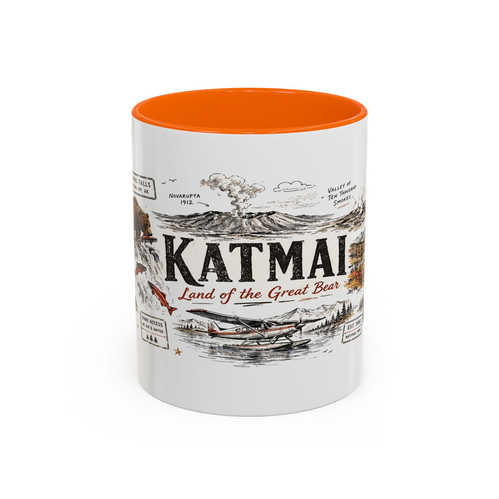 Katmai National Park Coffee Mug | Alaska Bear Watching Wildlife Gift | Accent Color Ceramic 11oz 15oz