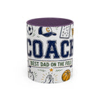 Coach Best Dad On The Field Coffee Mug | Father's Day Gift for Dad | Accent Color Ceramic 11oz 15oz