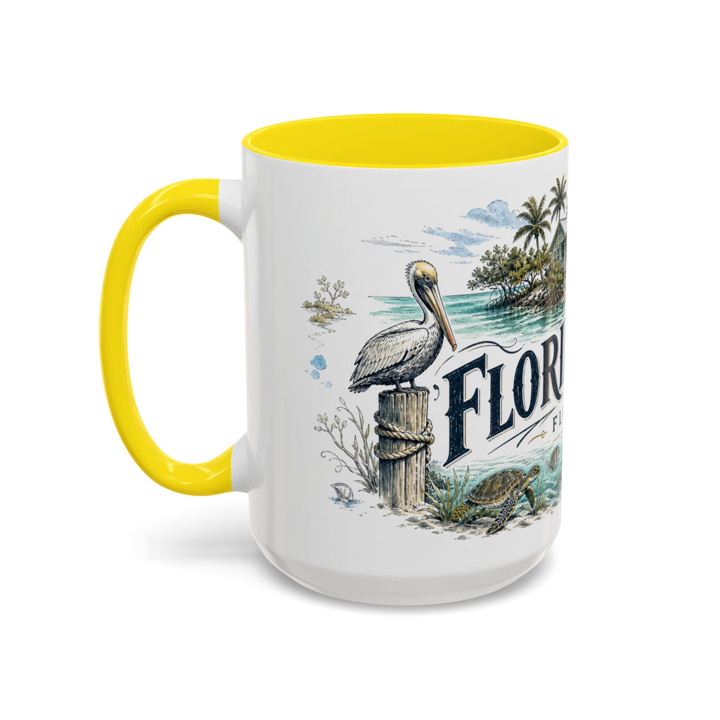 Florida Keys Mug, Florida Travel Souvenir, Bucket List Gift, Accent Ceramic Coffee Mug 11oz 15oz