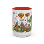 Ubud Illustrated Travel Mug | City Souvenir Accent Coffee Mug | 11oz 15oz Ceramic Cup
