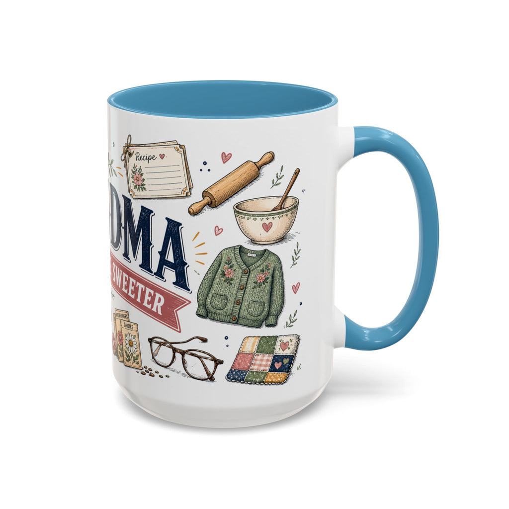 Grandma Makes Life Sweeter Coffee Mug | Gift From Grandkids | Accent Color Ceramic 11oz 15oz