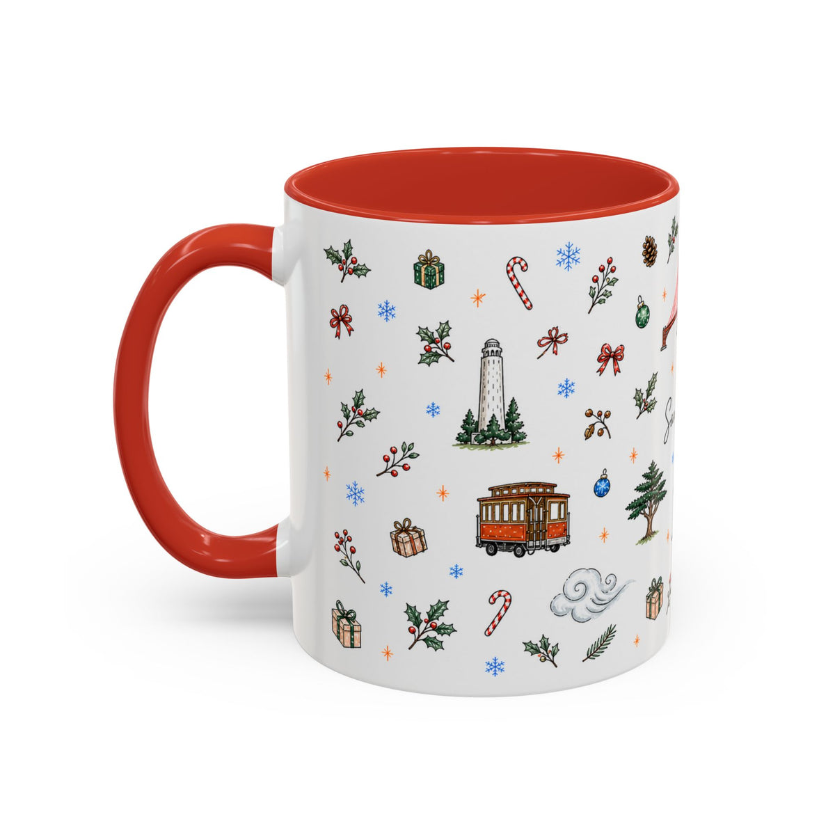San Francisco Christmas Mug | Watercolor City Souvenir | Ceramic Coffee Cup