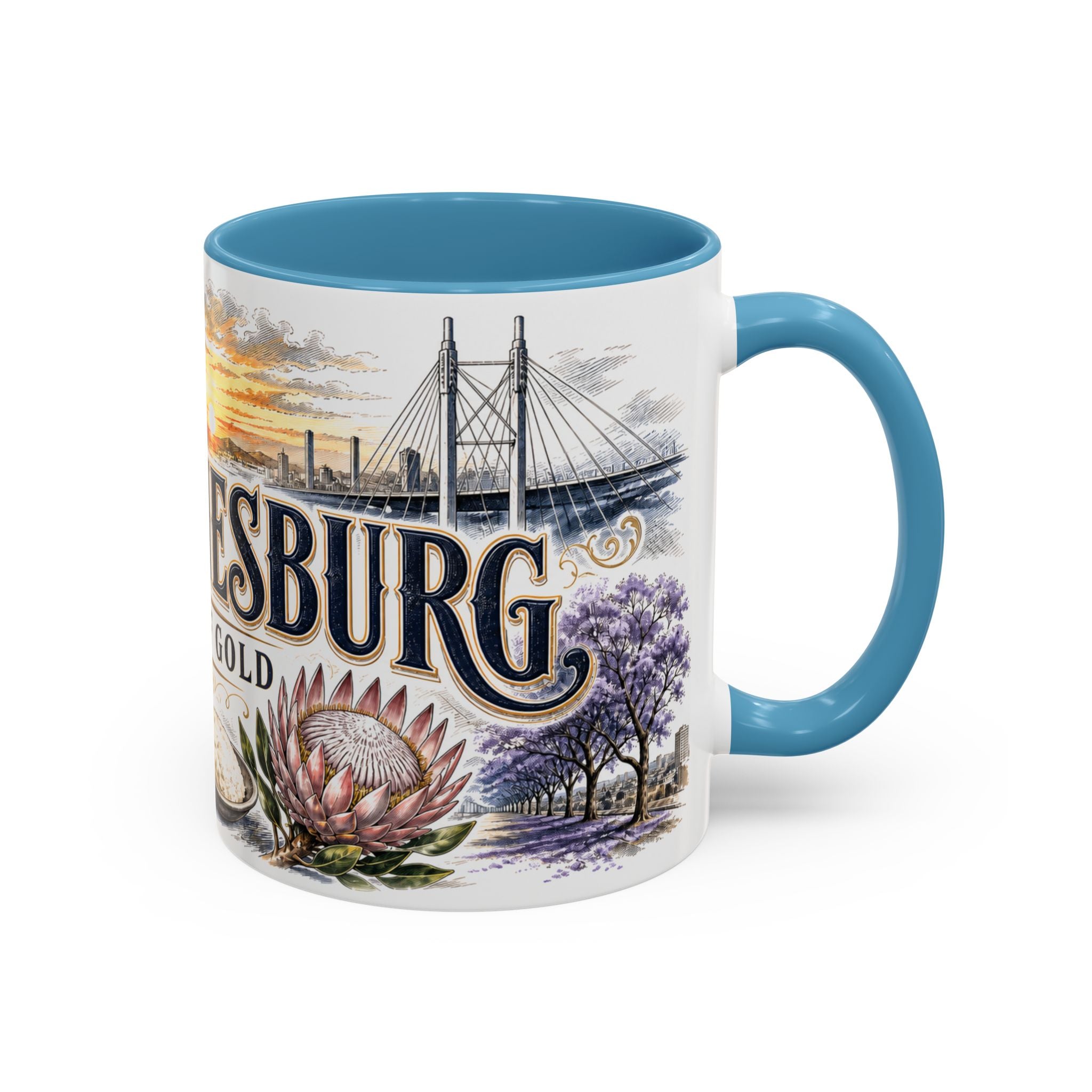 Johannesburg Coffee Mug | South Africa Travel Souvenir | Vintage Illustrated City Gift | 11 oz 15 oz Accent Mug