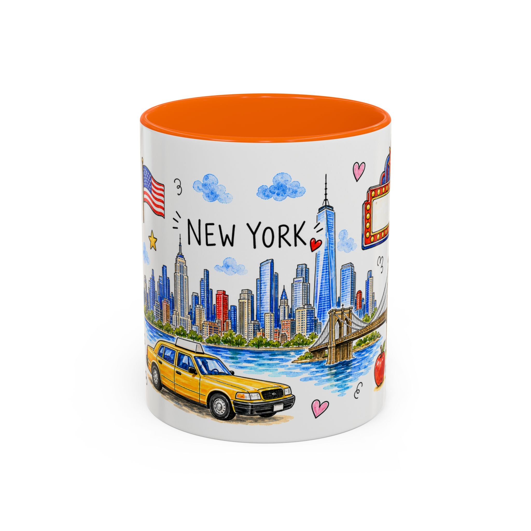New York City Illustrated Travel Mug | City Souvenir Accent Coffee Mug | 11oz 15oz Ceramic Cup