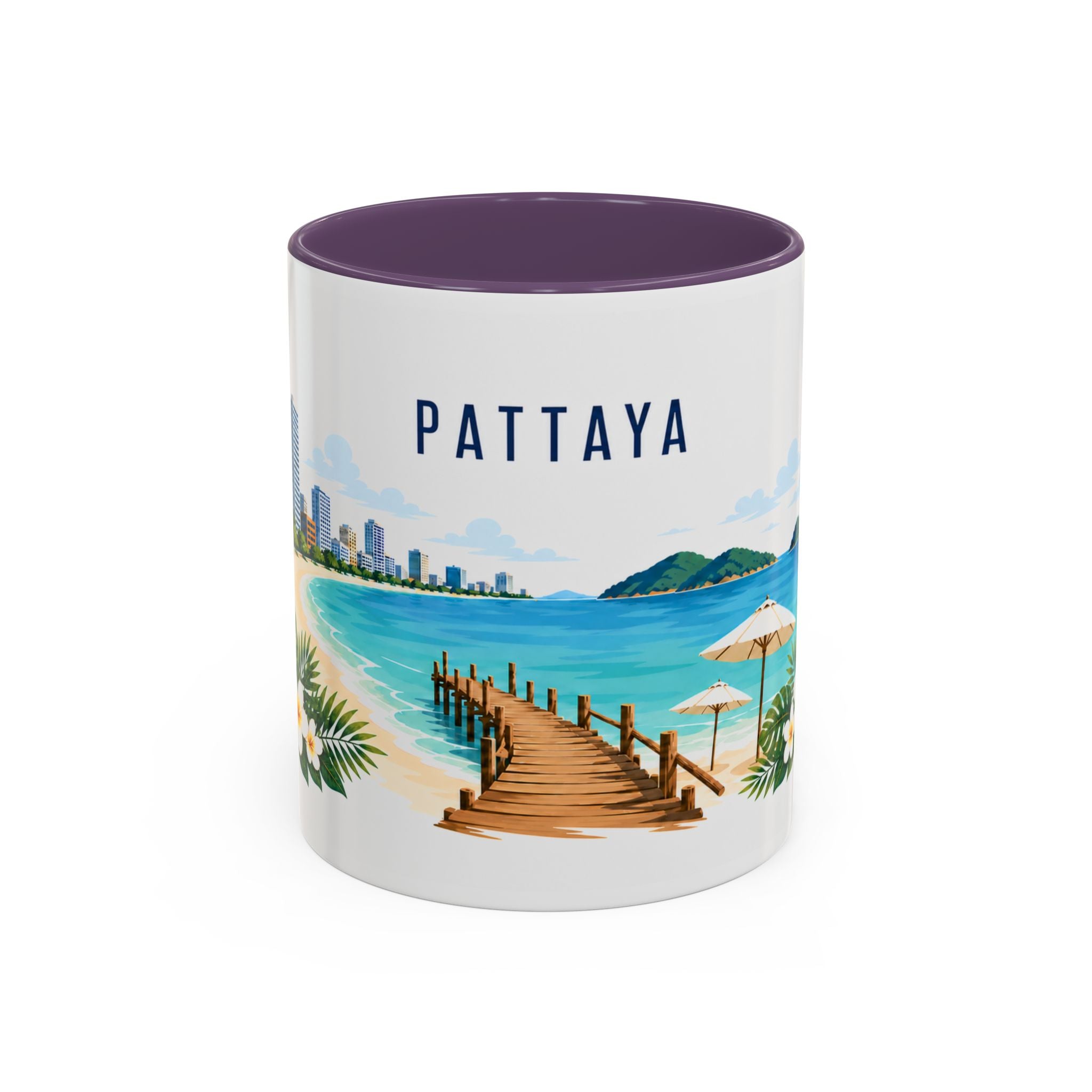 Pattaya Coffee Mug | Thailand Travel Souvenir | Porcelain Decal City Gift | 11oz 15oz Accent Mug