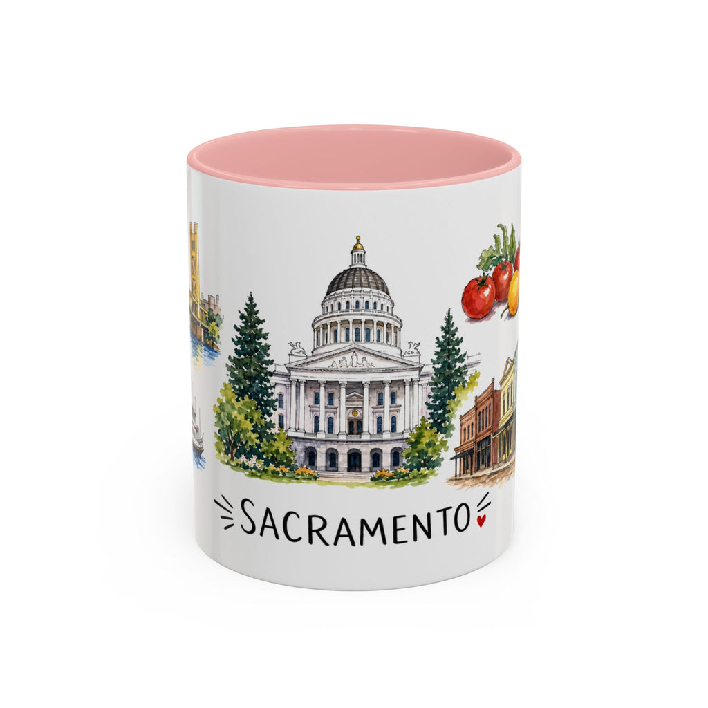 Sacramento Illustrated Travel Mug | City Souvenir Accent Coffee Mug | 11oz 15oz Ceramic Cup