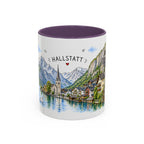 Hallstatt Illustrated Travel Mug | Austria Souvenir Accent Coffee Mug | 11oz 15oz Ceramic Cup