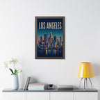Los Angeles at Night United States Framed Poster | Vintage Travel Wall Art | Black Walnut White Frame | 16x24 20x30