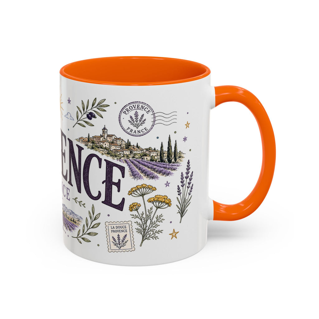 Provence Coffee Mug | Travel Destination Souvenir Gift | Accent Color Ceramic 11oz 15oz