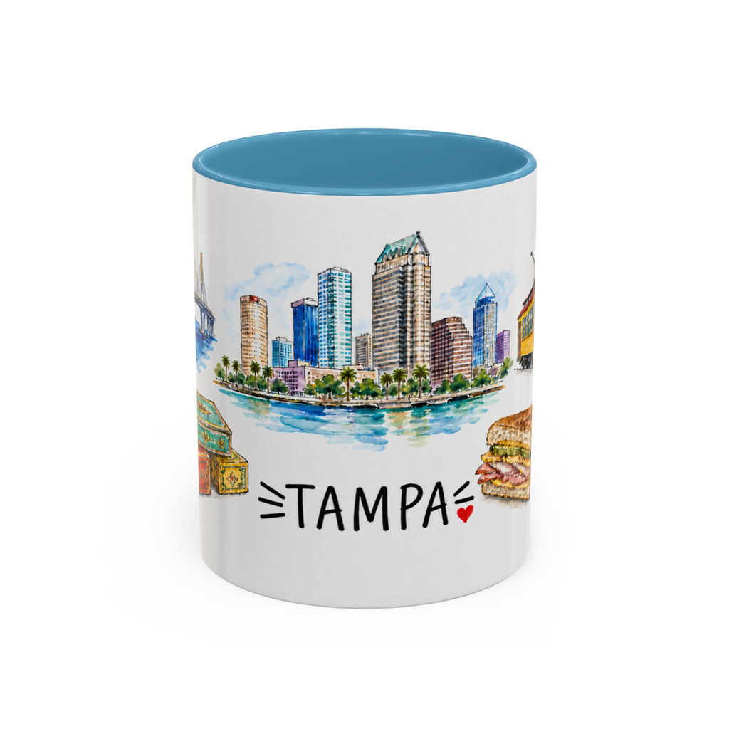 Tampa Illustrated Travel Mug | City Souvenir Accent Coffee Mug | 11oz 15oz Ceramic Cup