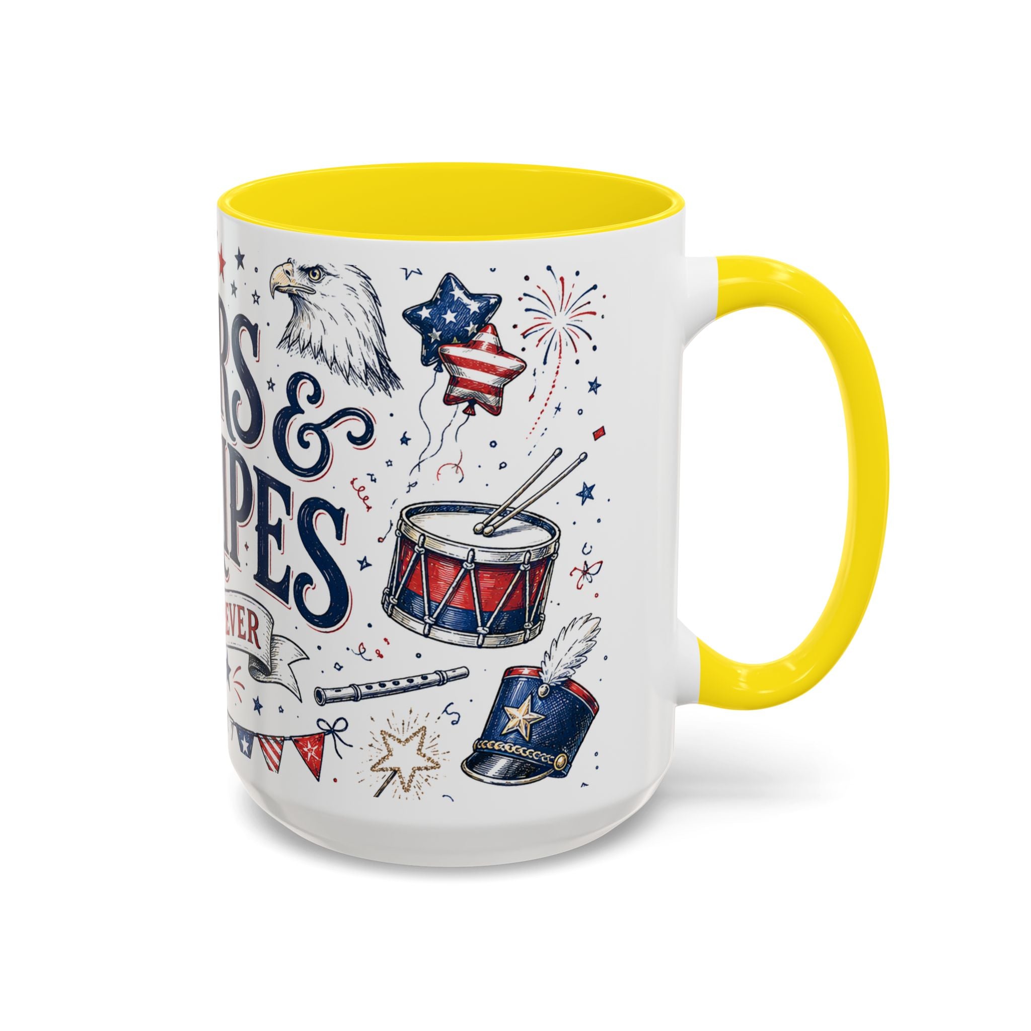 Stars and Stripes Forever Coffee Mug | Patriotic 4th of July Gift | Accent Color Ceramic 11oz 15oz