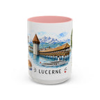 Lucerne Illustrated Travel Mug | City Souvenir Accent Coffee Mug | 11oz 15oz Ceramic Cup